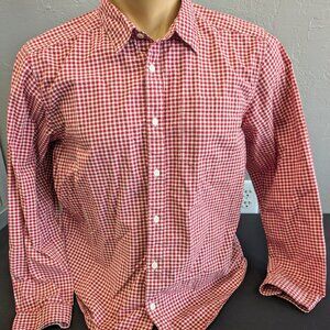 Patagonia Button Down Shirt Red Check Pima Cotton Men's Large